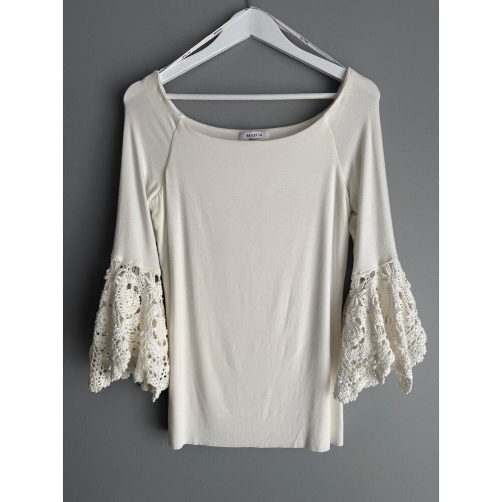 Bailey/44 Top L Ivory Crochet Bell Sleeve Boho Cottagecore Romantic Festival